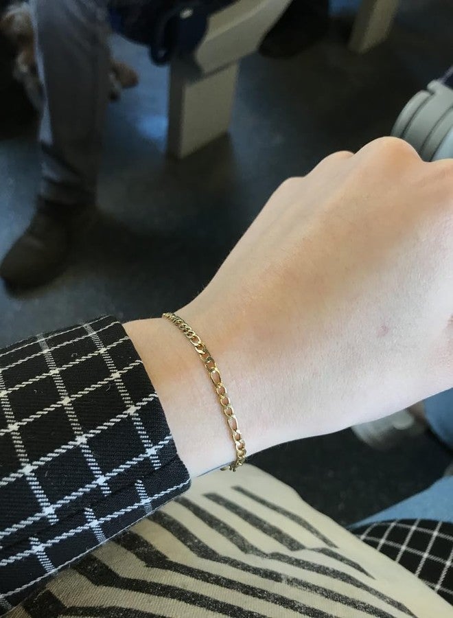 Hey Harper Dainty Gold Bracelet for Women Thin Gili Bracelet - Adjustable, 14k Gold Plated Paperclip Bracelet, Cuban Link, Non Tarnish Stainless Steel Womens Jewelry, Gift for Women (Gold, Medium) - Image 4